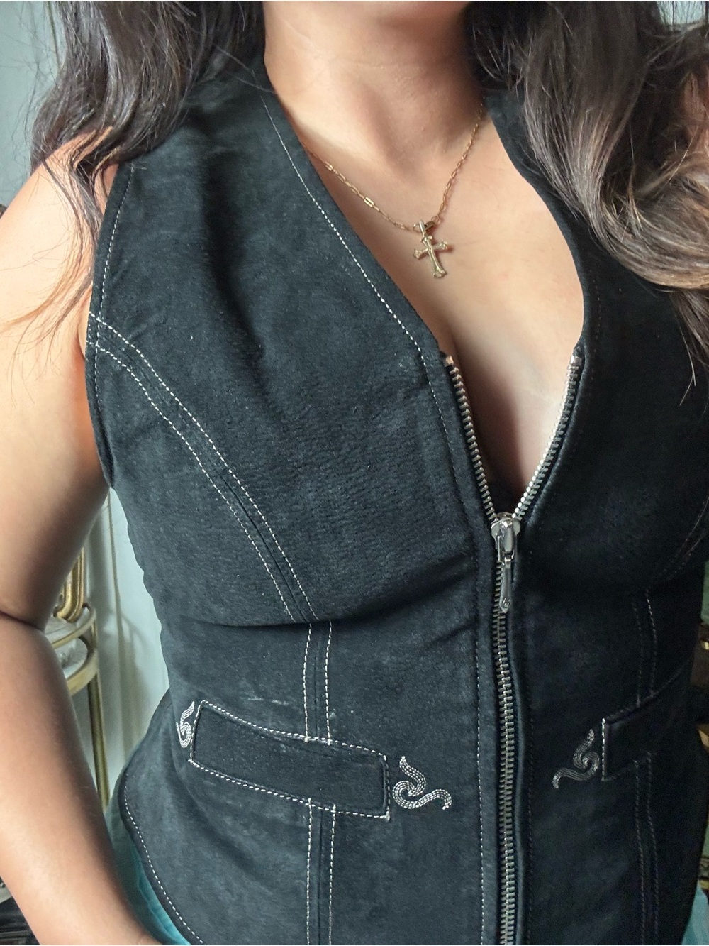 Harley-Davidson Black Satin-Lined Vest zipper